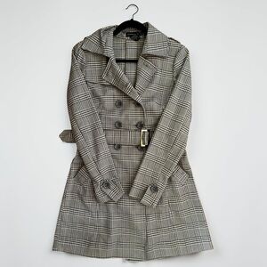 Rampage Light Plaid Trench Coat